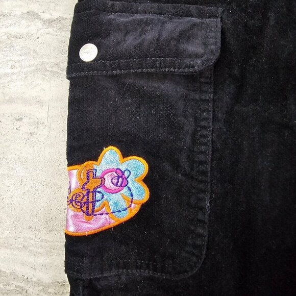 Girls Barbie Black Corduroy Cargo Wide Legged Jeans, Junior 160 - Picture 5 of 16